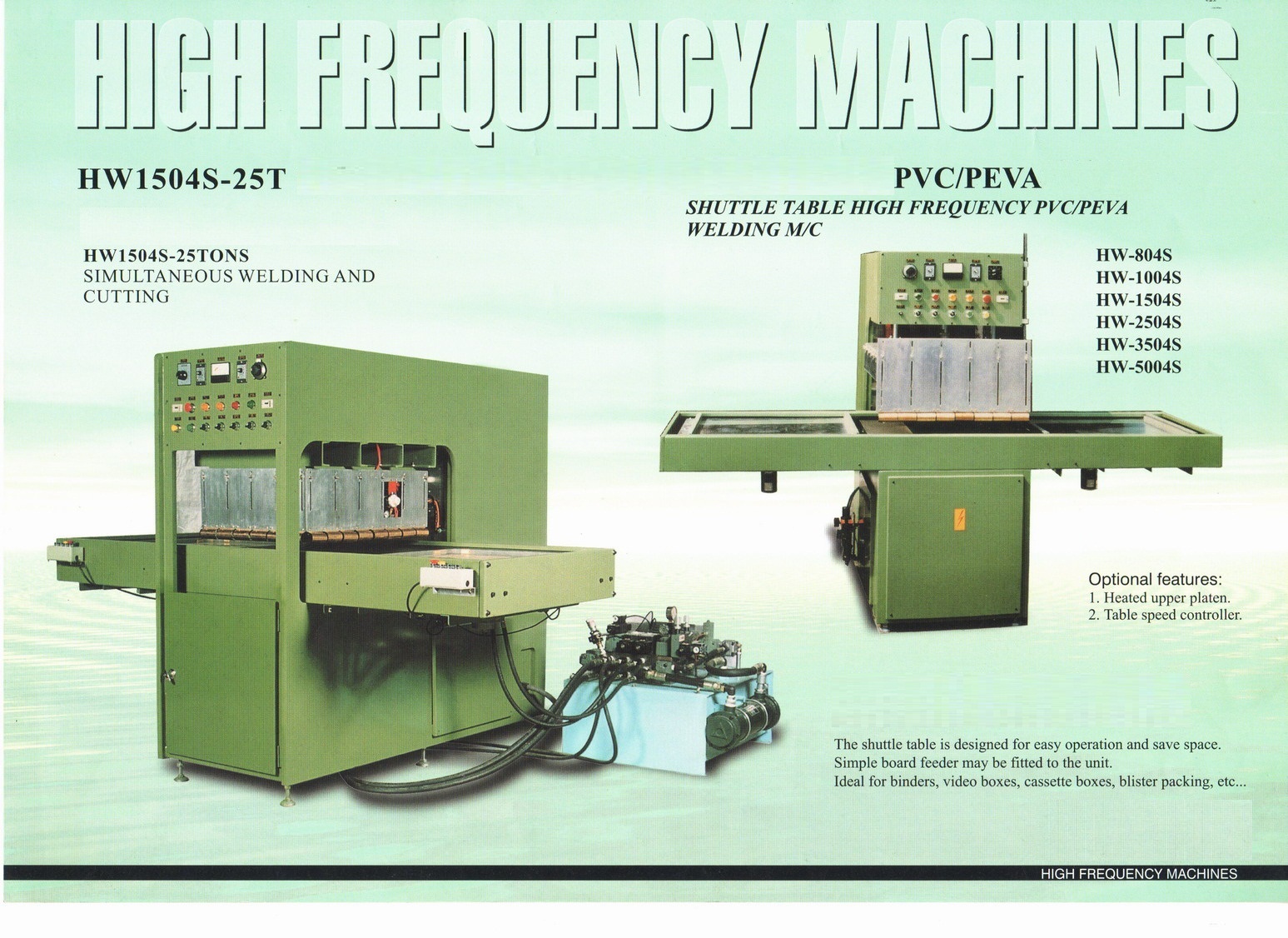 Υψίσυχνες Μηχανές Επαγωγικής Θέρμανσης με Αυτόματα ή Χειροκίνητα Συρτάρια